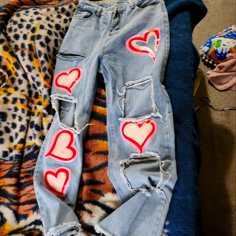 Ripped heart Jean's size large